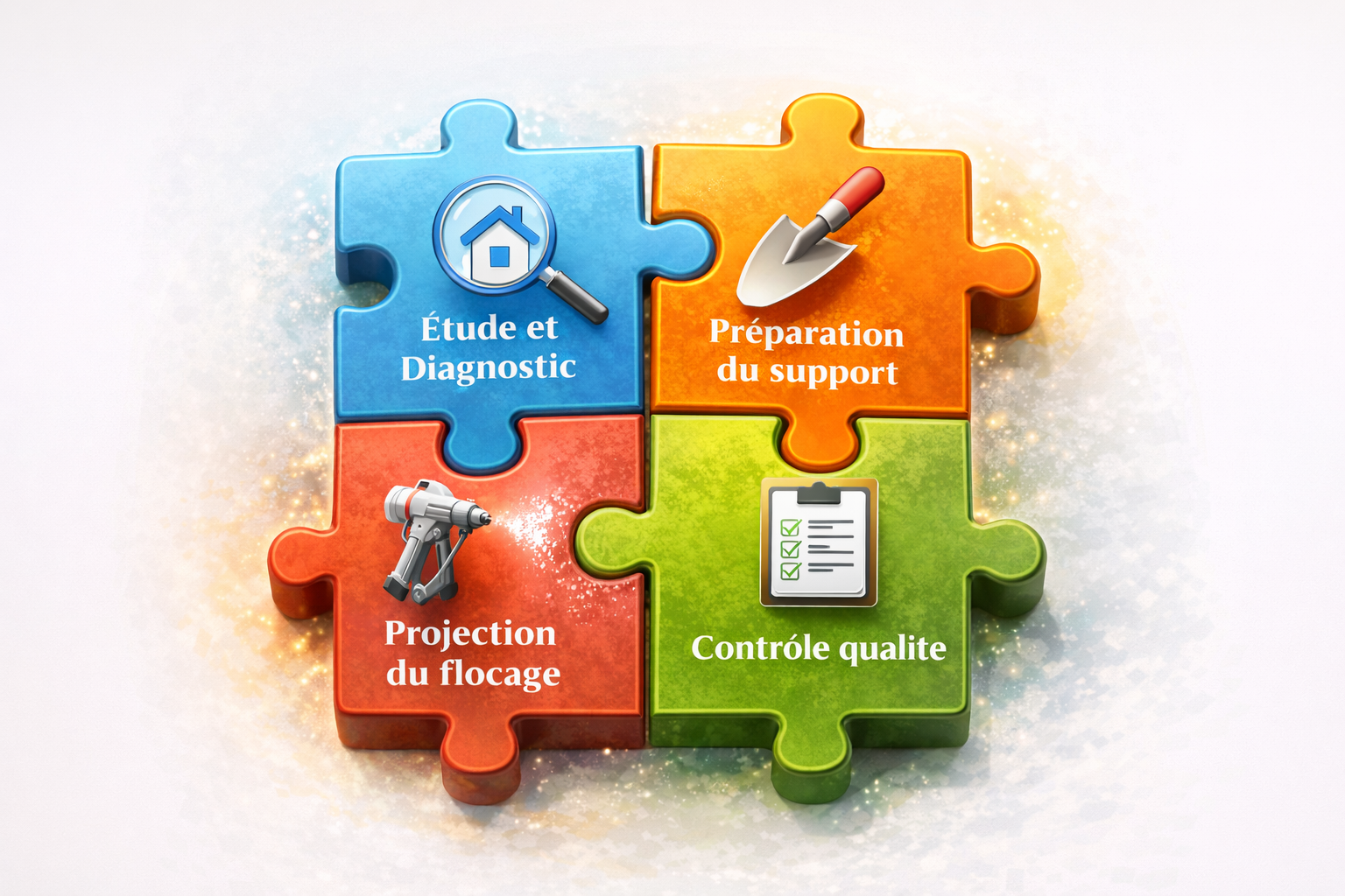 Étapes de mise en œuvre du flocage thermique - Processus technique